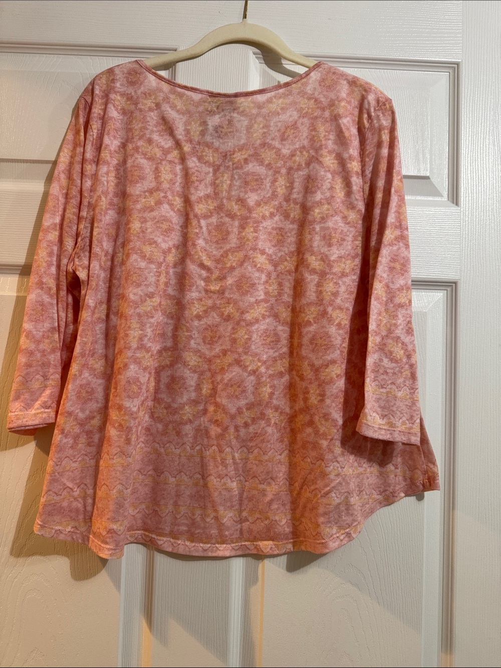 Ruby Rd. Pink Patterned Keyhole Long Sleeve Top - Picture 2 of 2